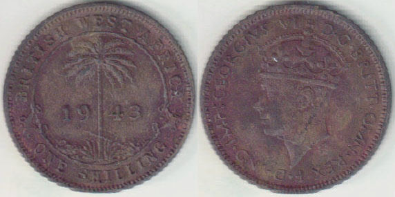 1943 British West Africa Shilling A003079